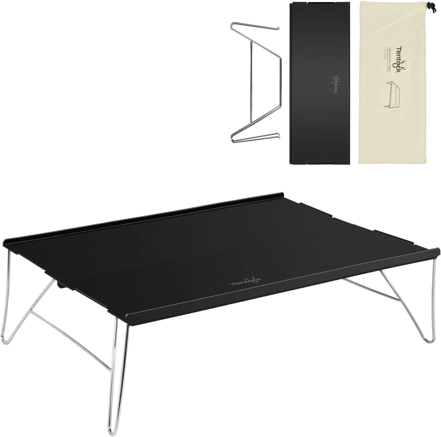 Tentock Ultralight Camping Table Mini Portable Table with Aluminum Alloy Desktop for Indoor and Outdoor Use for Fishing Picnic and Camping (Black)