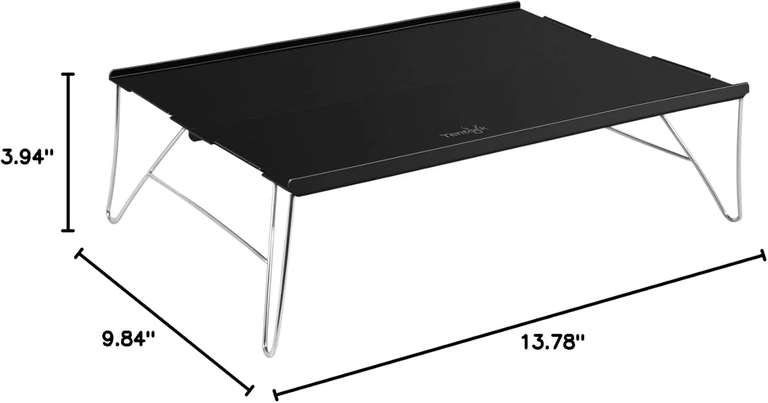 Tentock Ultralight Camping Table Mini Portable Table with Aluminum Alloy Desktop for Indoor and Outdoor Use for Fishing Picnic and Camping (Black)