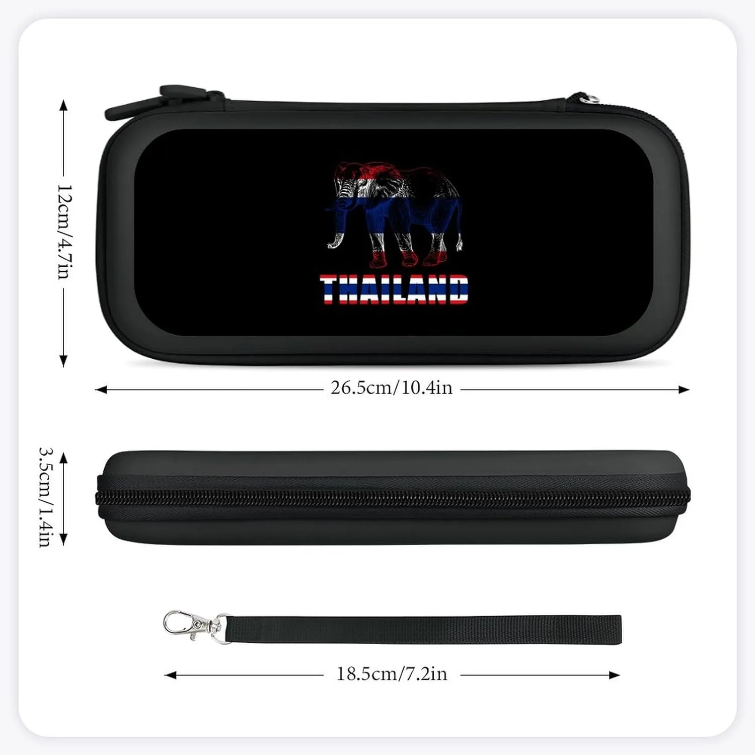 Thailand Flag Thai Elephant Compatible with Switch Carrying Case Hard Travel Game Bag Pouch with 15 Games Accessories