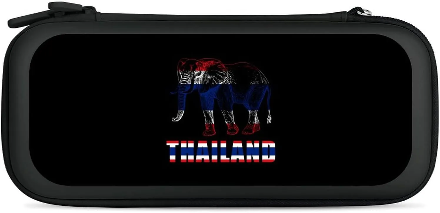 Thailand Flag Thai Elephant Compatible with Switch Carrying Case Hard Travel Game Bag Pouch with 15 Games Accessories