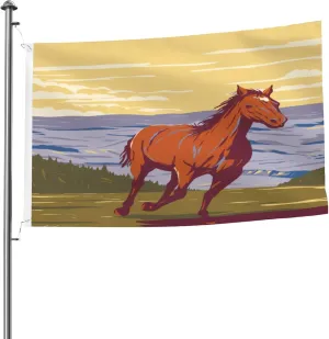 The Horse Running On The Grassland Flag 5x8 Ft Durable Large Size Flags Double-Sided Outdoor Decorative Banner Home Yard Flags for All Seasons
