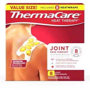 ThermaCare Portable Heating Pads – Adhesive, Disposable HeatWraps for Joint & Muscle Pain Relief, Multi-Purpose, Drug-Free Therapy with Flexible Fit –HSA/FSA Eligible, (8 Count)