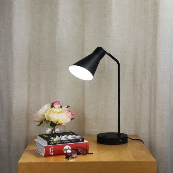 THOR Black Table Lamp with Adjustable Head (1 x E27)