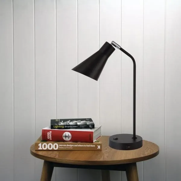 THOR Black Table Lamp with Adjustable Head (1 x E27)