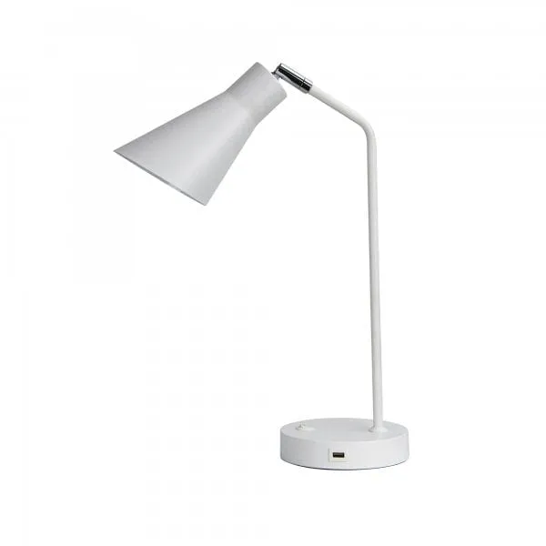 THOR White Table Lamp with Adjustable Head (1 x E27)