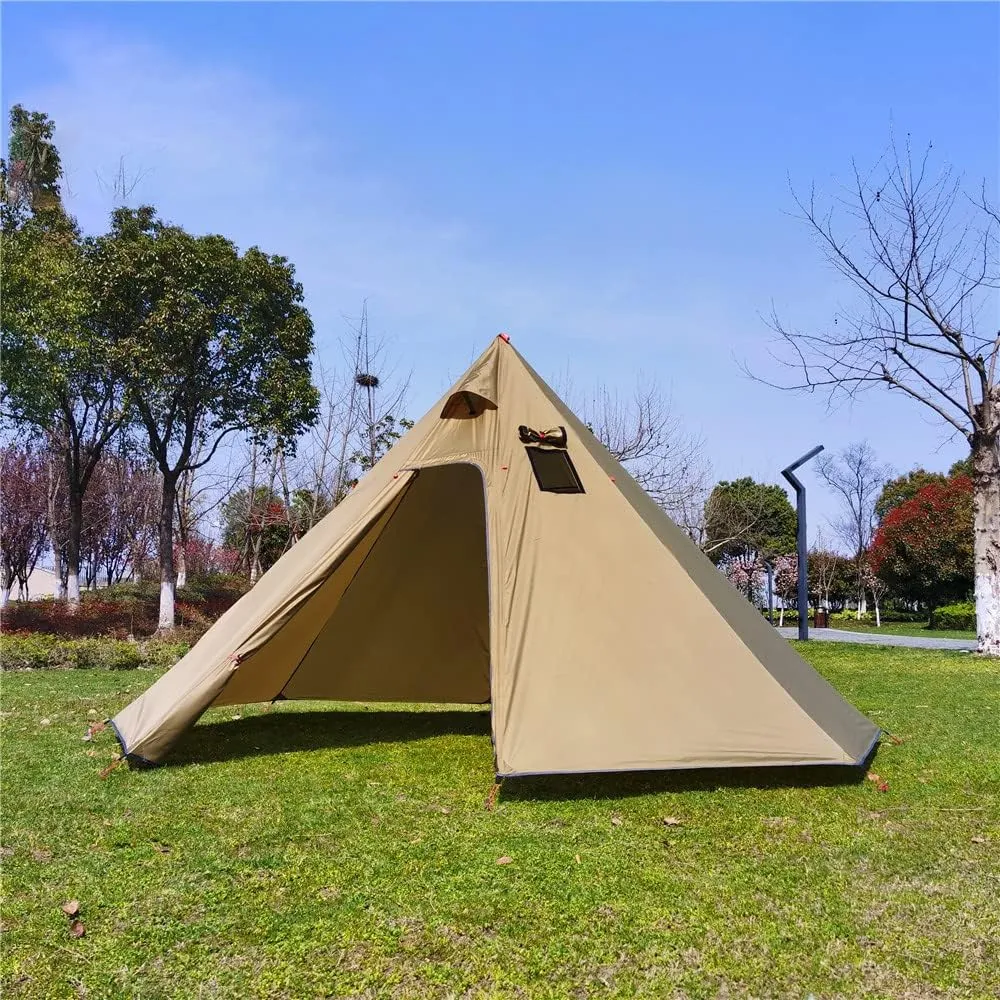 Tipi Hot Tent with Fire Retardant Stove Jack for Flue Pipes, 2~3 Person, Lightweight, Teepee Tents for Family Team Outdoor Backpacking Camping Hiking