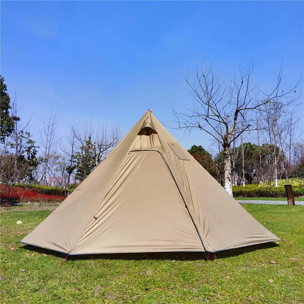 Tipi Hot Tent with Fire Retardant Stove Jack for Flue Pipes, 2~3 Person, Lightweight, Teepee Tents for Family Team Outdoor Backpacking Camping Hiking