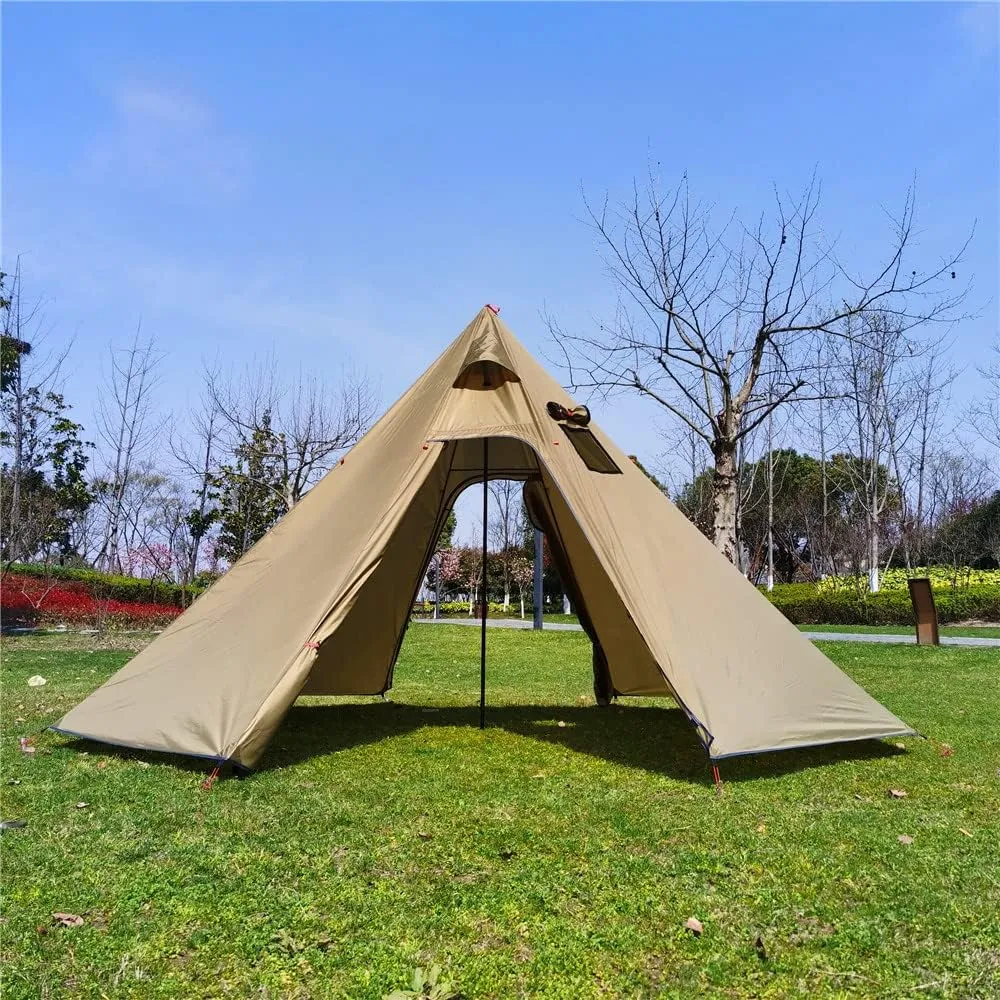 Tipi Hot Tent with Fire Retardant Stove Jack for Flue Pipes, 2~3 Person, Lightweight, Teepee Tents for Family Team Outdoor Backpacking Camping Hiking
