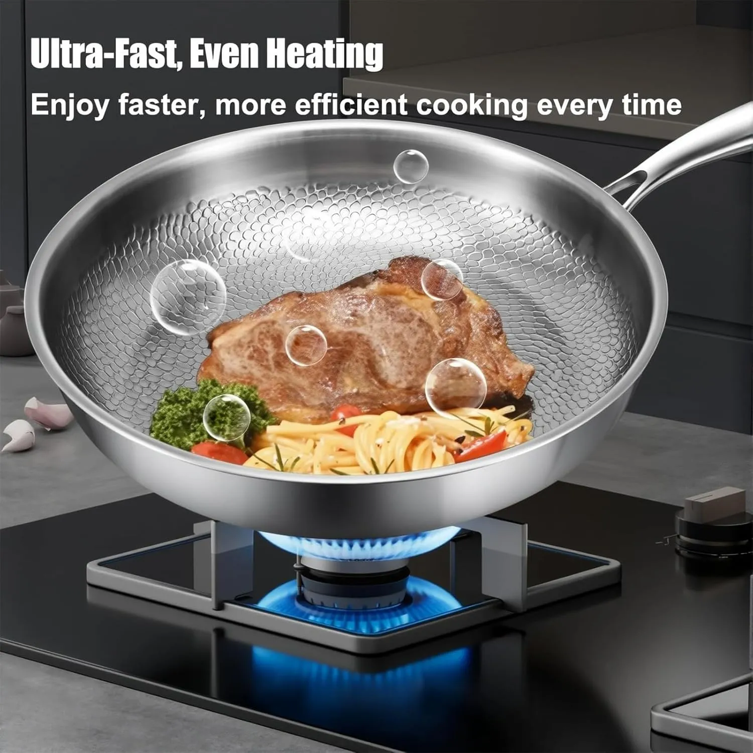 Titanium Hammered Pan Pro, 2025 New Multifunctional Ultra-Durable Scratch-Resistant Non Stick, Even Heating For Cooking