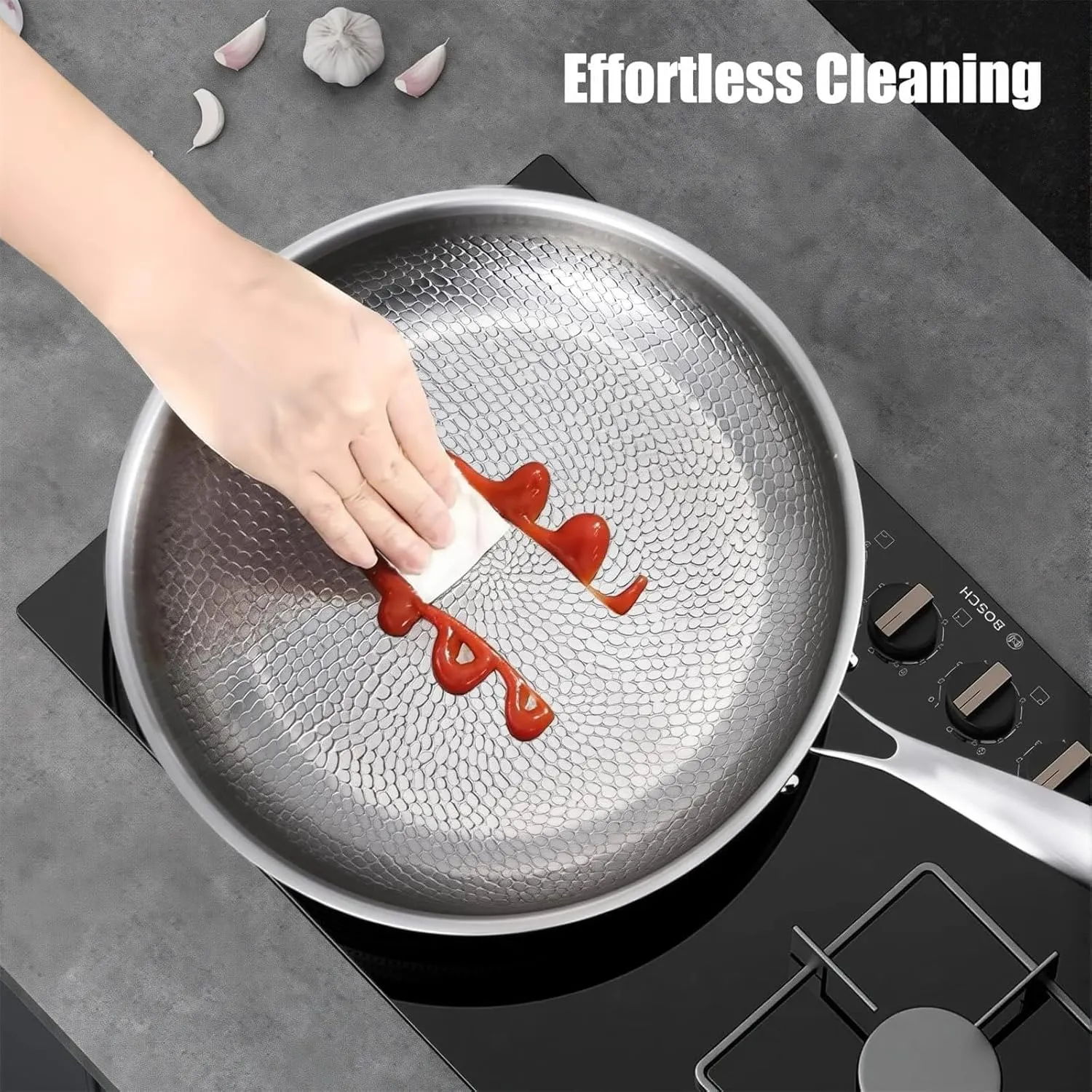 Titanium Hammered Pan Pro, 2025 New Multifunctional Ultra-Durable Scratch-Resistant Non Stick, Even Heating For Cooking