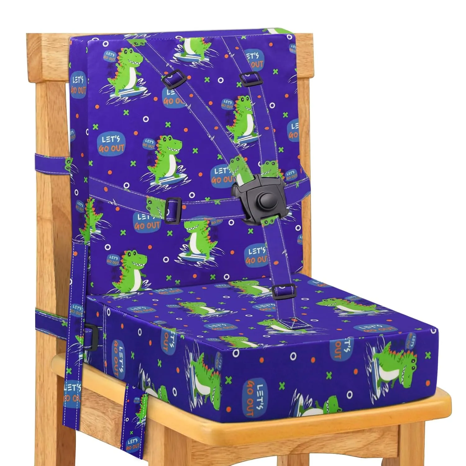 Toddler Booster Seat for Dining Table, Adjustable Safety Buckle Child Booster Seat for Table with Backrest, Waterproof Washable Portable Booster Seat Non-Slip Bottom Booster Cushion (Blue)