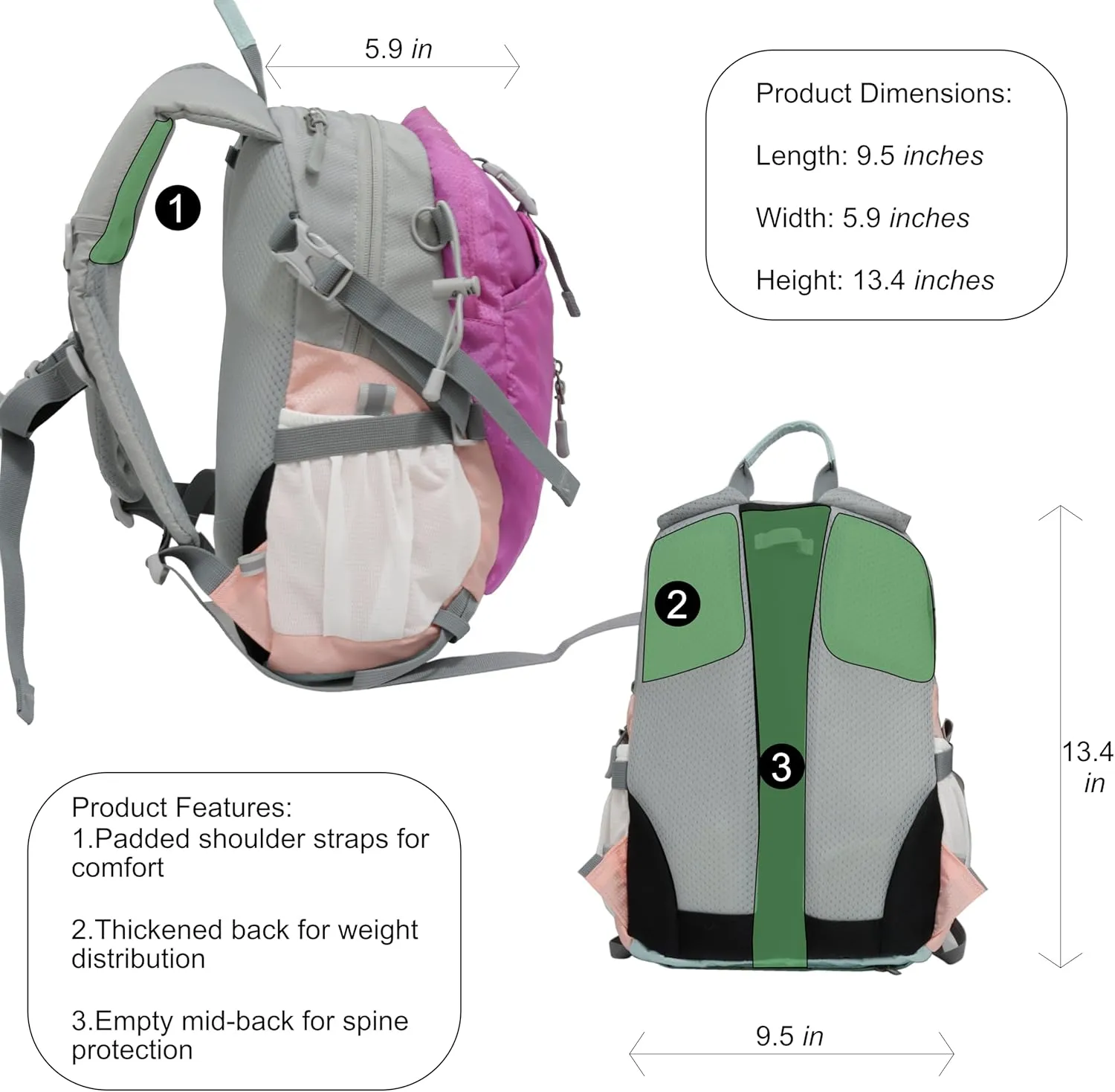 Toddler Hiking Kids Outdoor Waterproof Camping Travel Backpack with Chest Strap, Rain Shield & Picnic Mat (Unicorn)