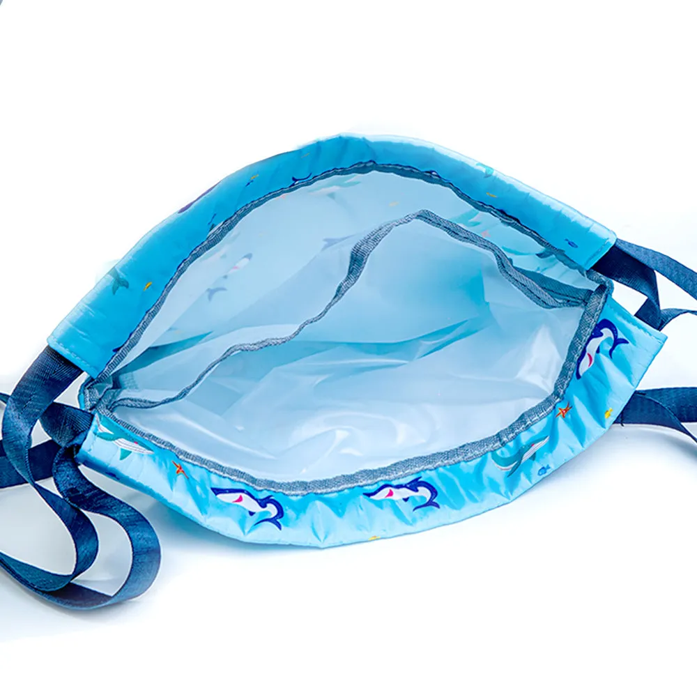 Toddler Lightweight Under The Sea Drawstring Bag - Blue Shark