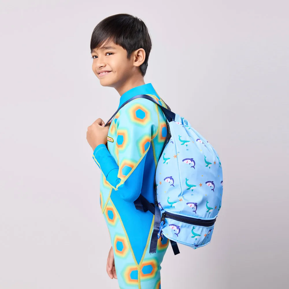 Toddler Lightweight Under The Sea Drawstring Bag - Blue Shark