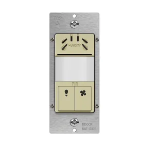 TOPGREENER Humidity Sensor Switch with PIR Lighting Motion Sensor, Neutral Wire Required, Air Moisture Detection for Ventilation Fan, Bathroom Fan Automated Control, UL Listed, TDHOS5-I, Ivory