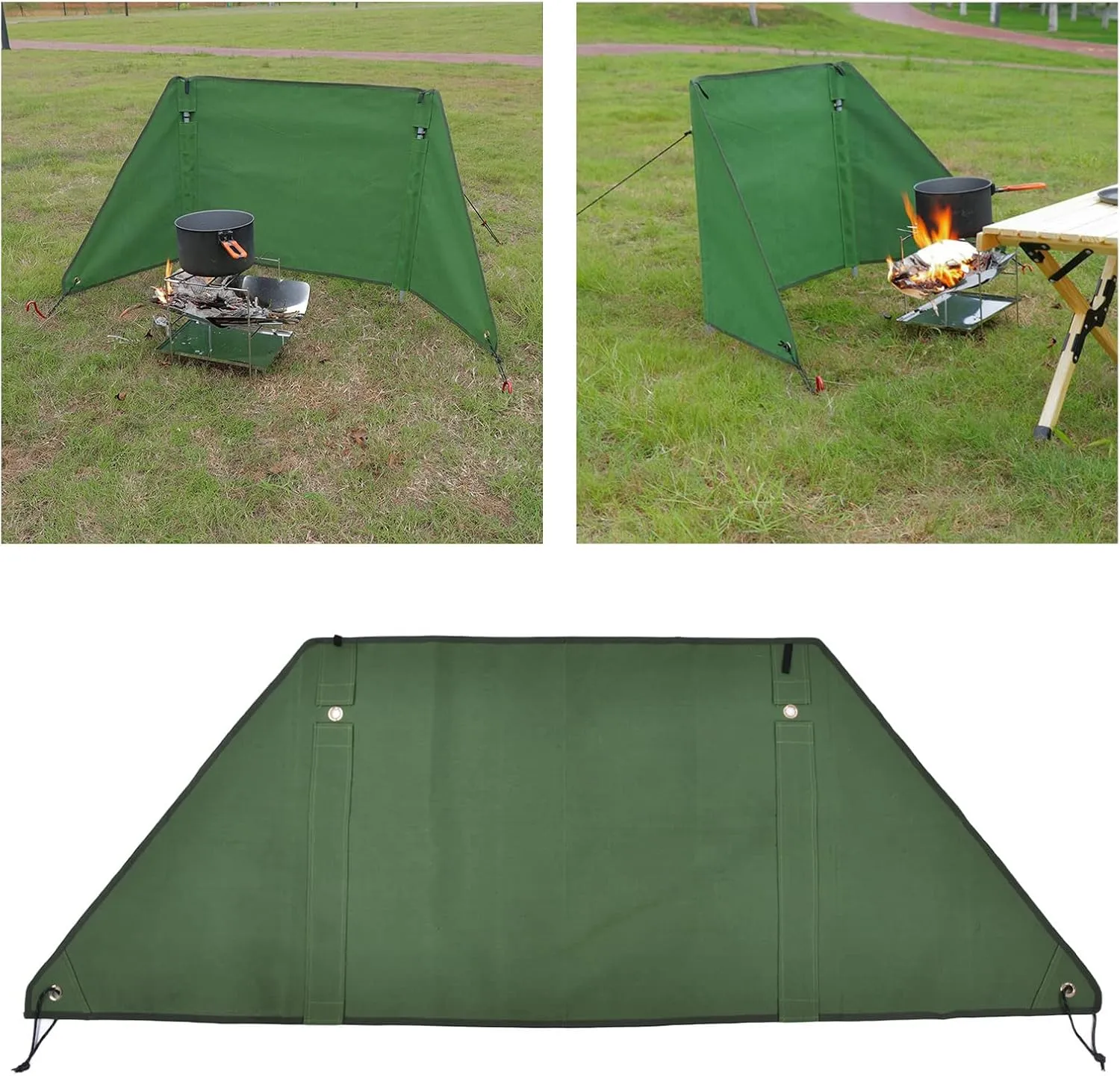 Topyond Camping Stove Windscreen, Folding Stove Windshield with Support Rods, Camping Wind Guard for Grills, BBQ, Outdoor Picnic, Cooking Accessories