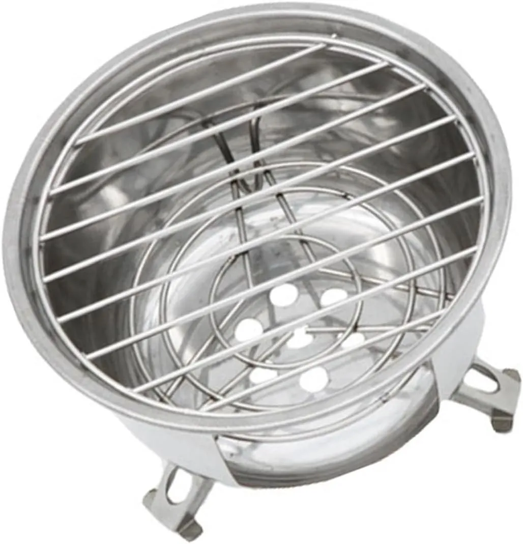 Totority Compact Round Camping Grill Portable Bbq Stove Small Stainless Barbecue Perfect for Outdoor Activities