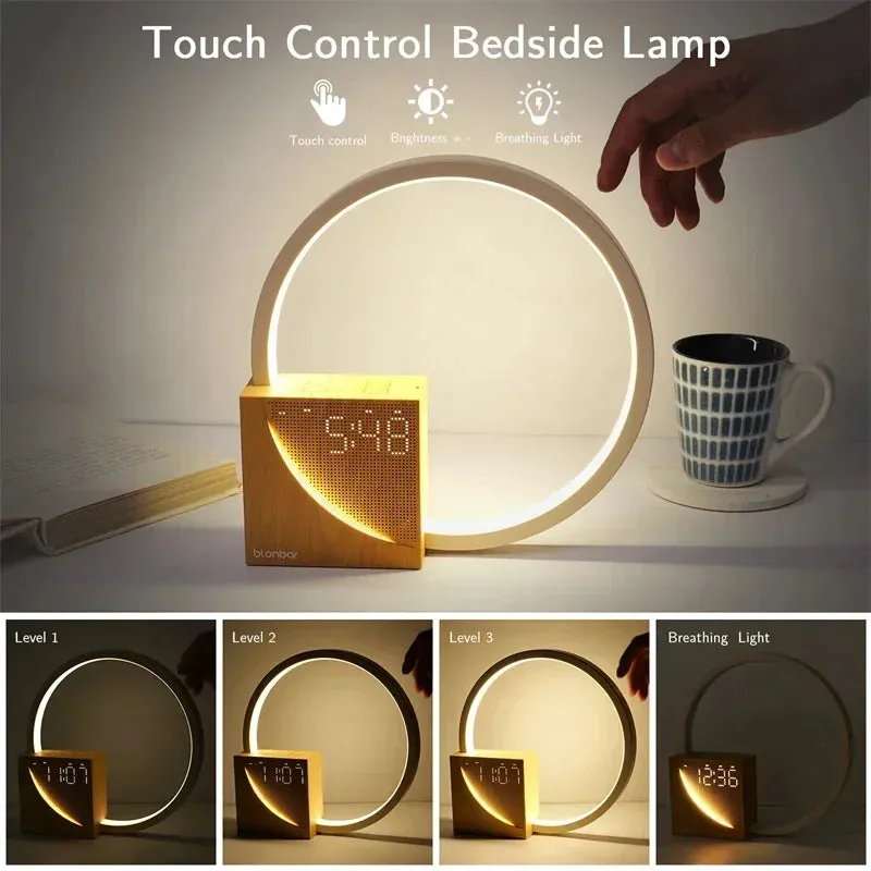 Touch Control Bedside Alarm Clock Light – Elegant & Adjustable Wake-Up Lamp