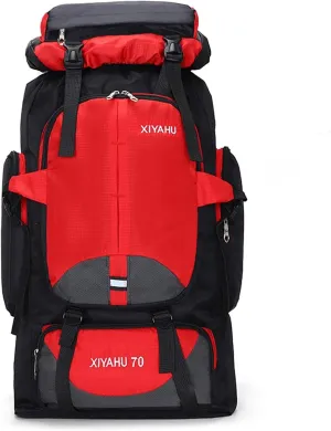 Travel Backpack 70L Rucksack for Men Women Camping Hiking Backpack Nylon Waterproof Backpacks Lightweight Bags (Red)