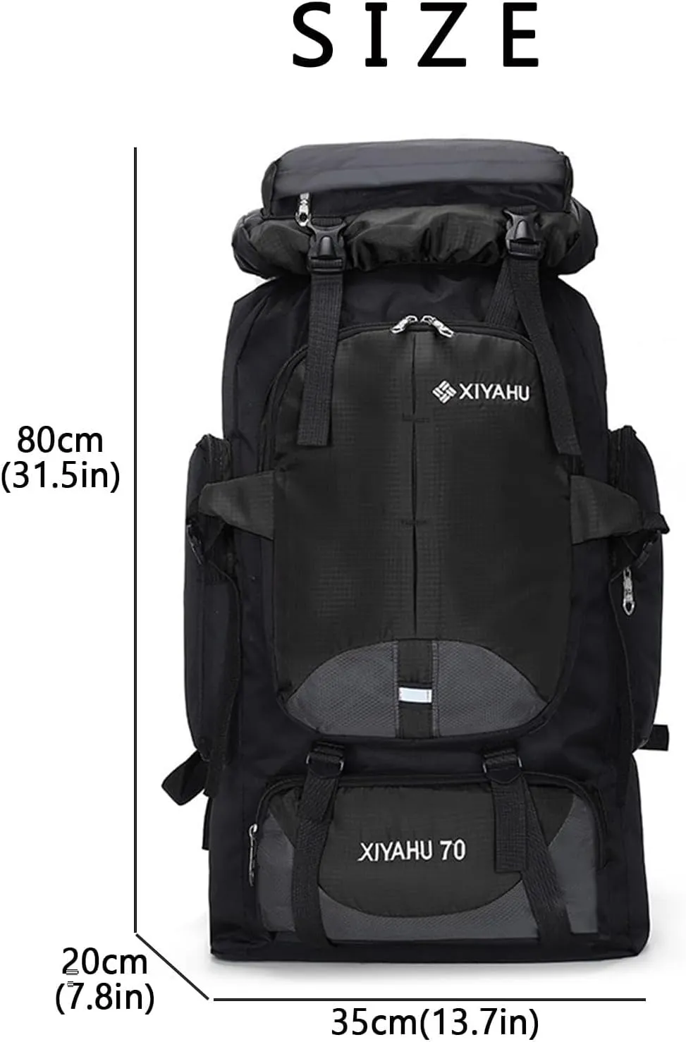 Travel Backpack 70L Rucksack for Men Women Camping Hiking Backpack Nylon Waterproof Backpacks Lightweight Bags (Red)