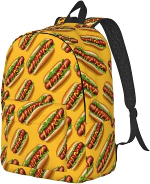 Travel Backpack for Women Men - 20L Hot Dog Fast Food Print Canvas Simple Modern Backpack Bag for Hiking