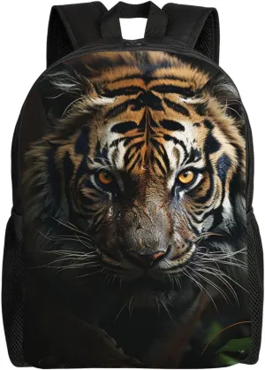 Travel Backpack for Women Men Carry On Backpack Waterproof 15.6inch Laptop Backpack A tiger in the dark