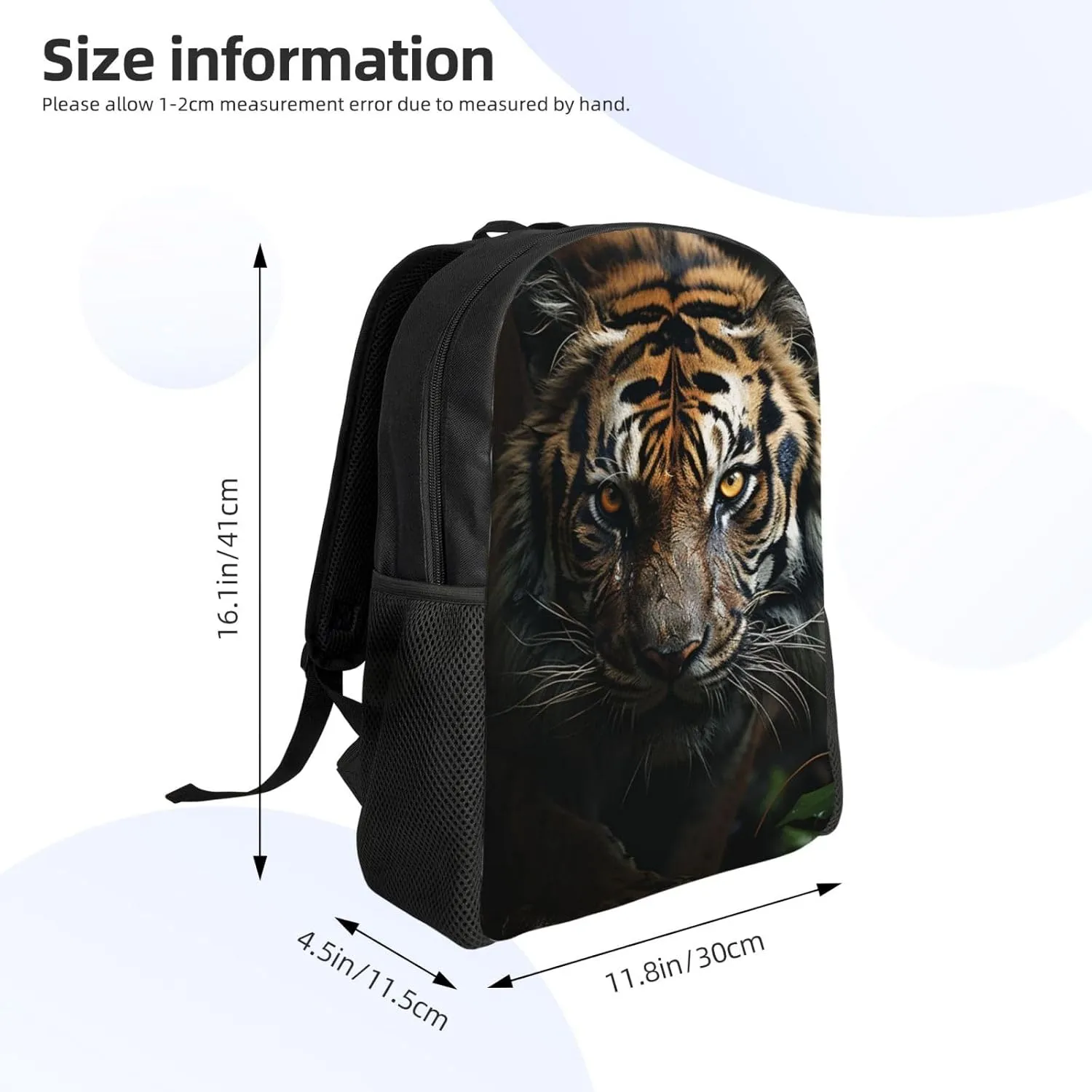 Travel Backpack for Women Men Carry On Backpack Waterproof 15.6inch Laptop Backpack A tiger in the dark