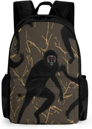 Travel Backpack Lightweight Laptop Backpack Personalized Black Gibbon Monkey Casual Backpacks For Men Womens