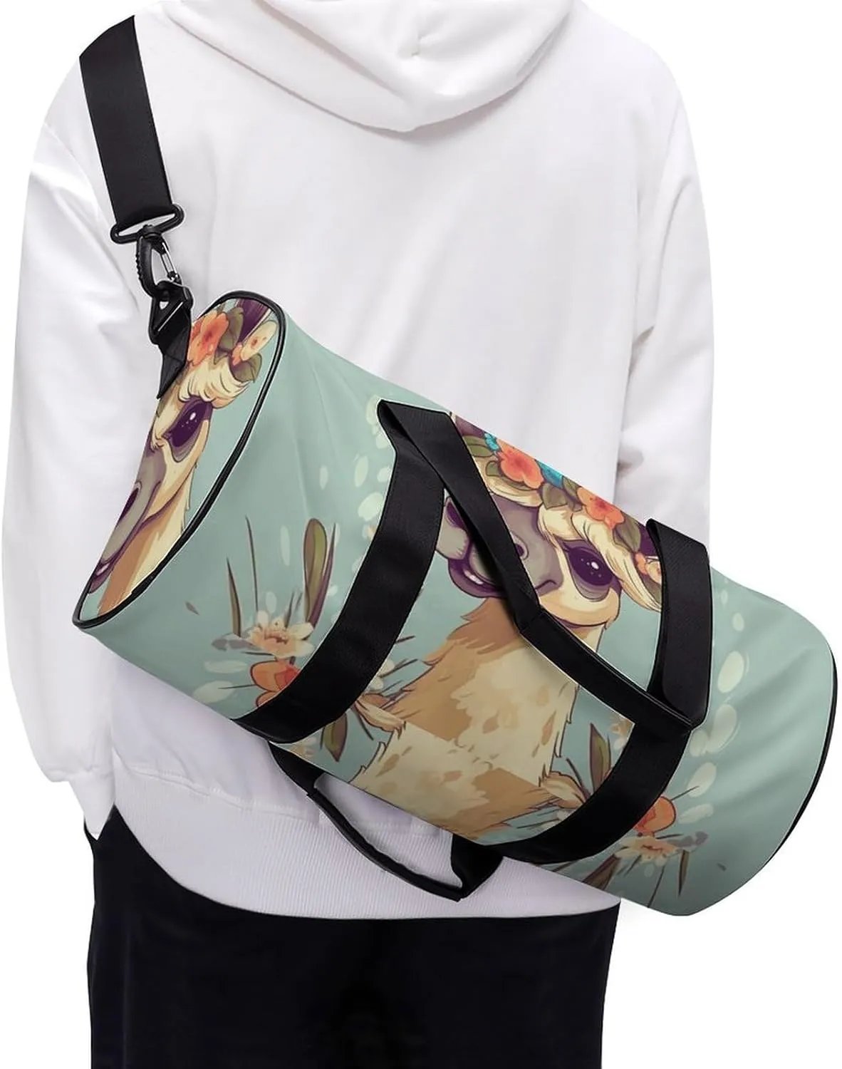 Travel Duffel Bag for Men And Women,Cartoon Camel Flower Waterproof Sports Fitness Bag Portable Travel Duffel Bag