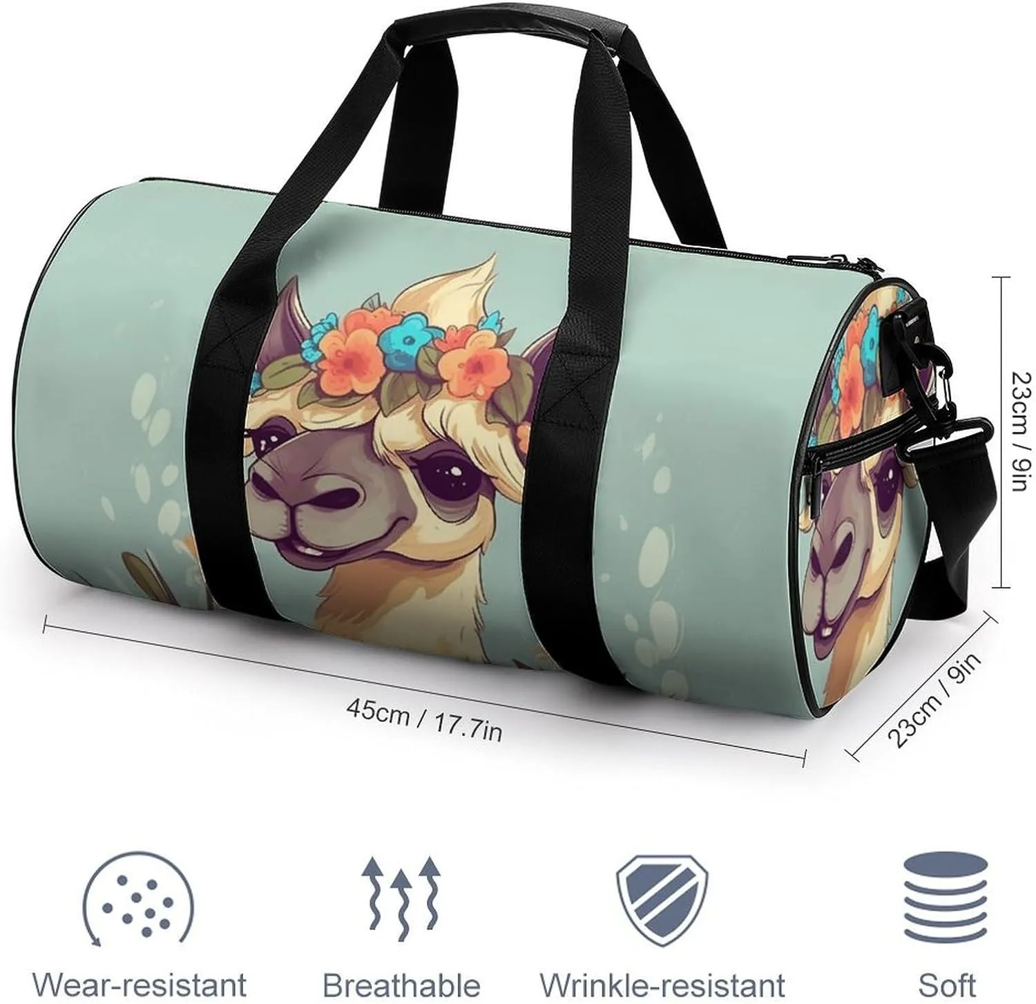Travel Duffel Bag for Men And Women,Cartoon Camel Flower Waterproof Sports Fitness Bag Portable Travel Duffel Bag