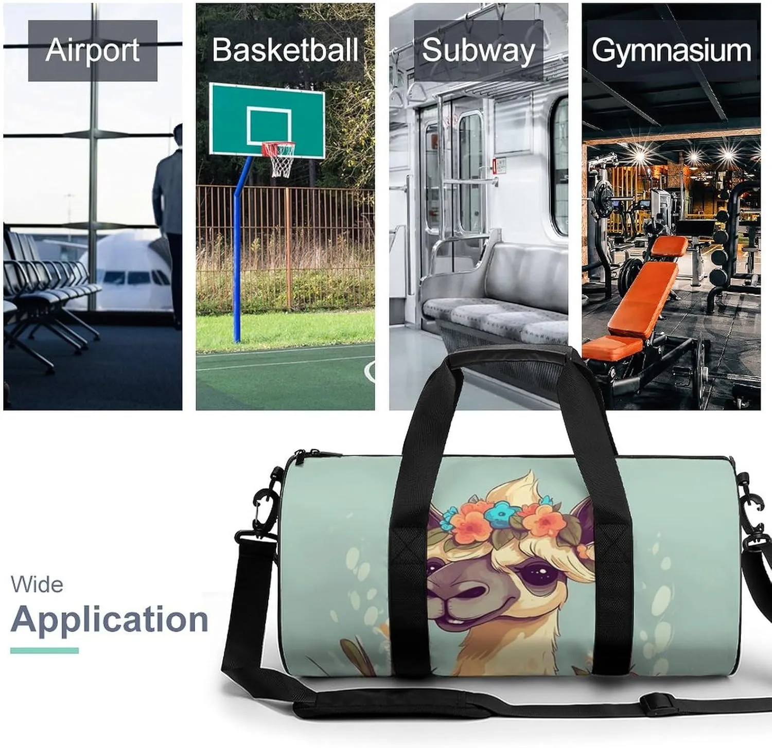 Travel Duffel Bag for Men And Women,Cartoon Camel Flower Waterproof Sports Fitness Bag Portable Travel Duffel Bag