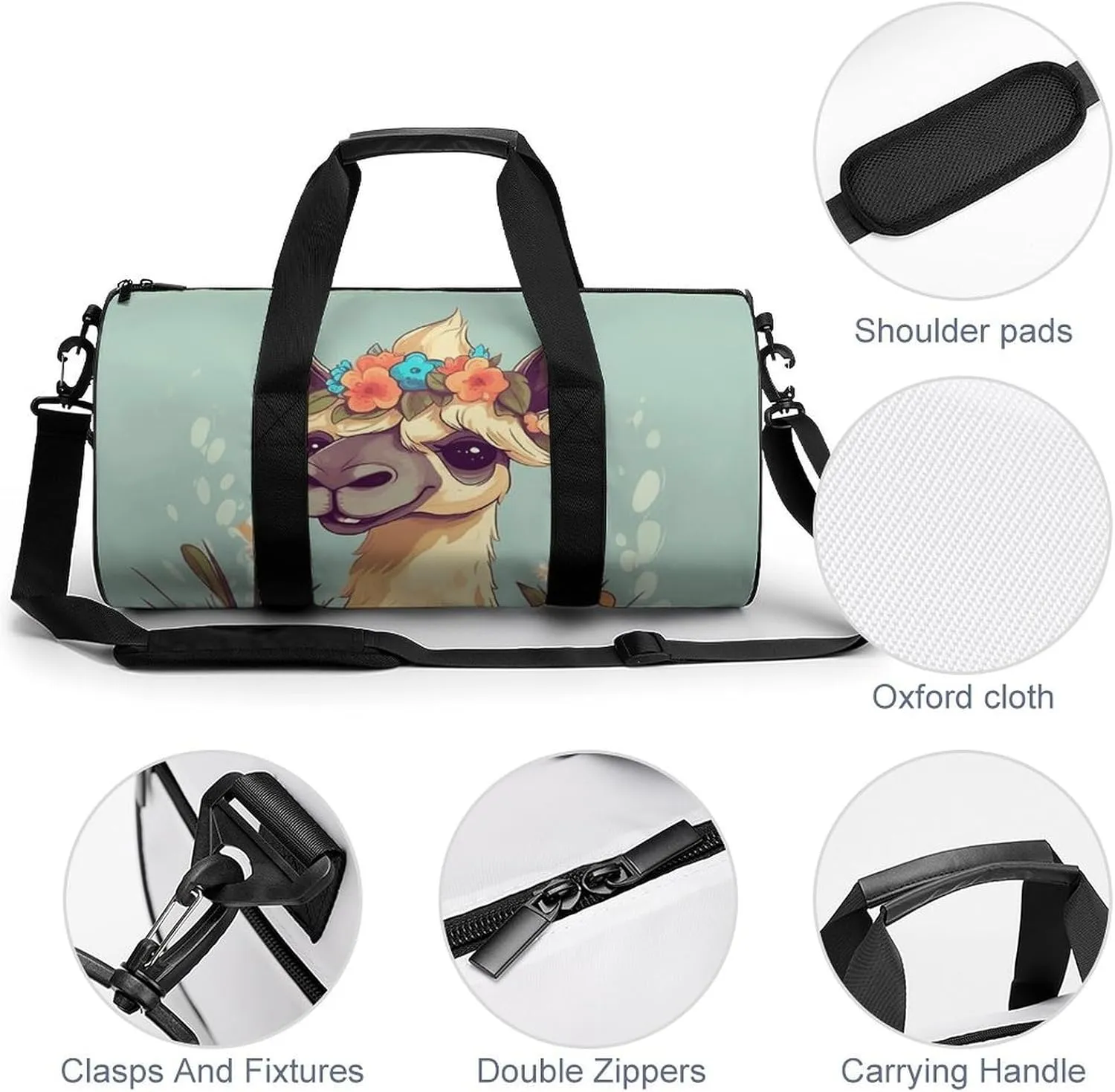 Travel Duffel Bag for Men And Women,Cartoon Camel Flower Waterproof Sports Fitness Bag Portable Travel Duffel Bag