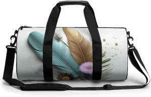 Travel Duffel Bag for Men And Women,Feather Flower Waterproof Sports Fitness Bag Portable Travel Duffel Bag