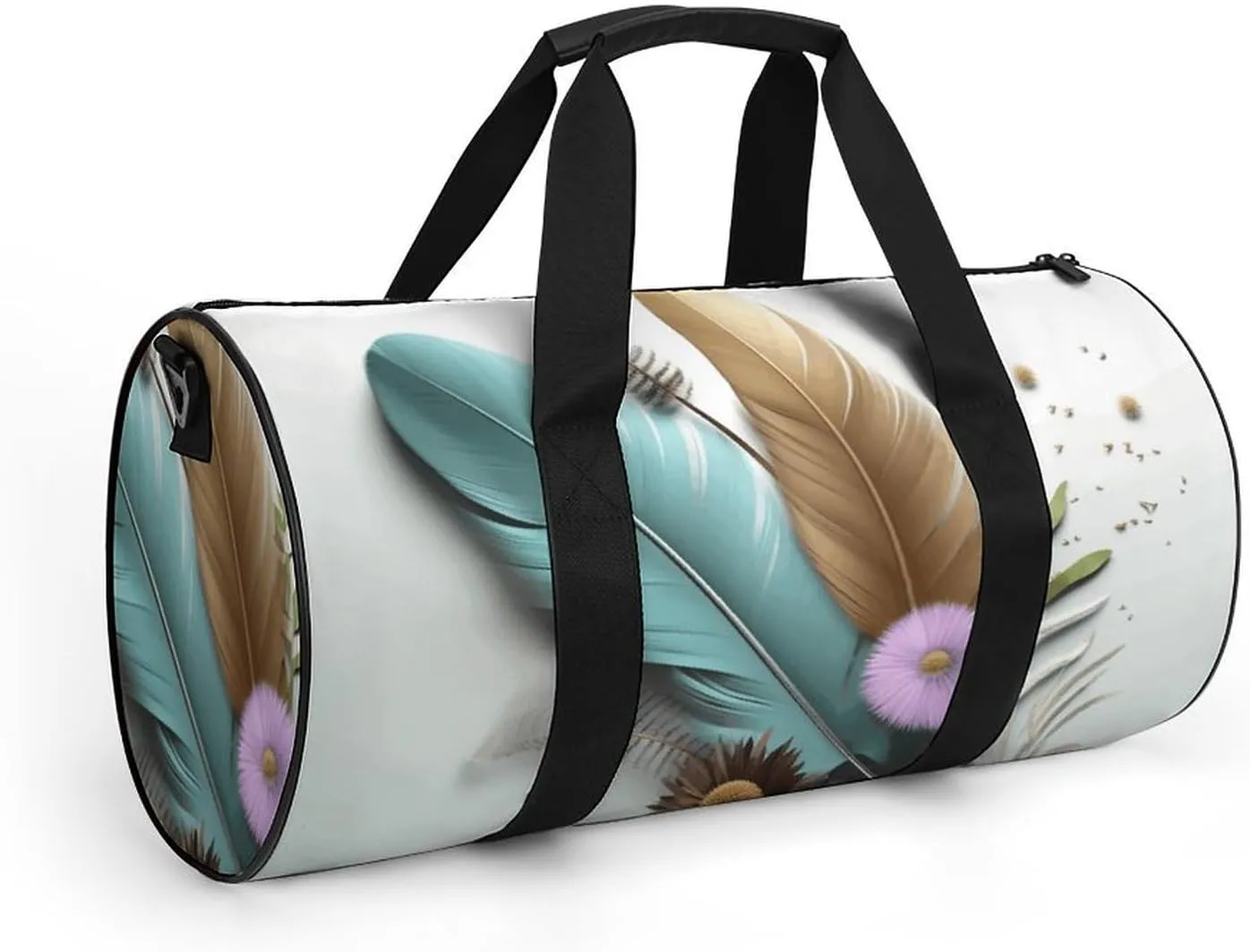 Travel Duffel Bag for Men And Women,Feather Flower Waterproof Sports Fitness Bag Portable Travel Duffel Bag
