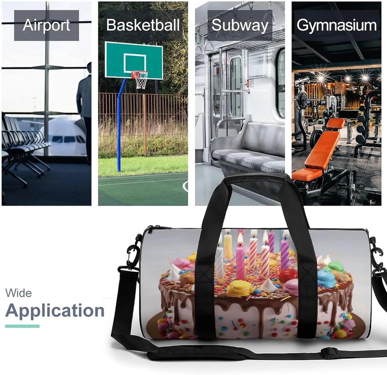 Travel Duffel Bag for Men And Women,Happy Birthday Beautiful Waterproof Sports Fitness Bag Portable Travel Duffel Bag, 17.7in/9in/9in