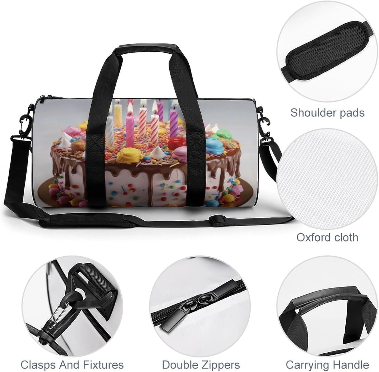 Travel Duffel Bag for Men And Women,Happy Birthday Beautiful Waterproof Sports Fitness Bag Portable Travel Duffel Bag, 17.7in/9in/9in