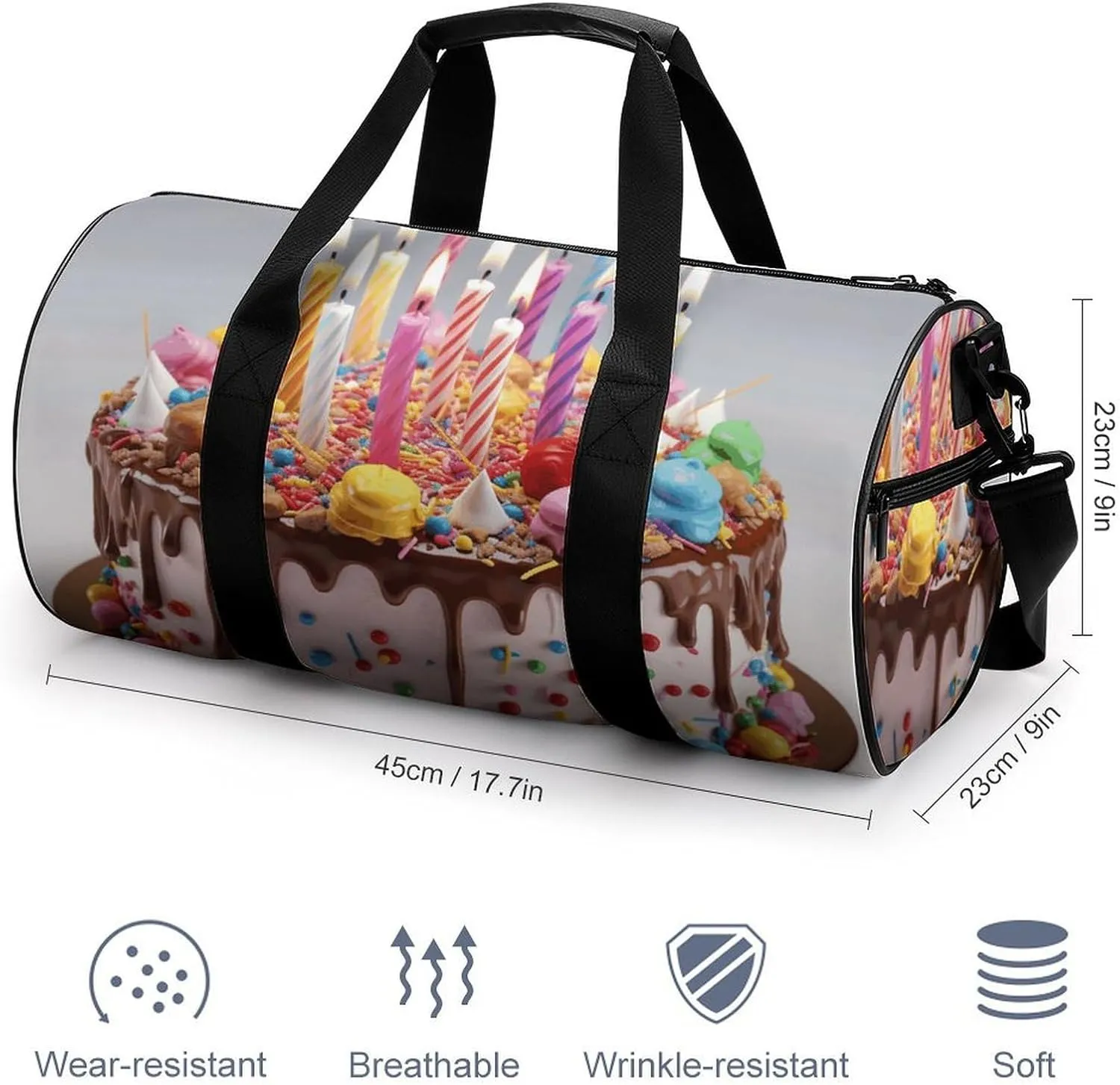 Travel Duffel Bag for Men And Women,Happy Birthday Beautiful Waterproof Sports Fitness Bag Portable Travel Duffel Bag, 17.7in/9in/9in