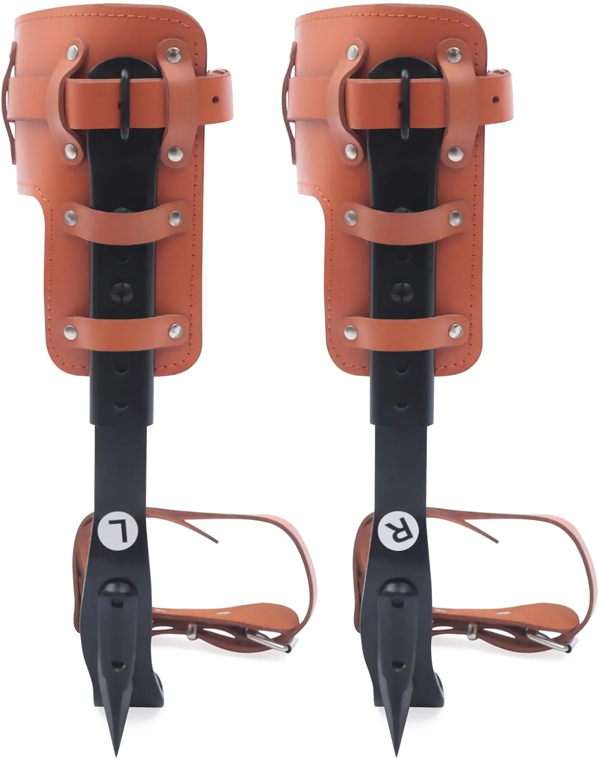 Tree Climbing Spike Set， Pole Climbing Spurs Steel， Adjustable Climber Gaffs Spikes Set Height Adjustable ,Tree Climbing Gear Pole Forging Tree Climbing Tool for Outdoor Jungle Survival Fruit Picking