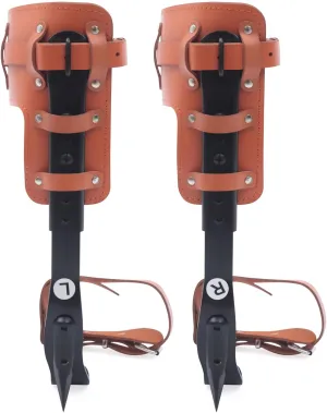 Tree Climbing Spike Set， Pole Climbing Spurs Steel， Adjustable Climber Gaffs Spikes Set Height Adjustable ,Tree Climbing Gear Pole Forging Tree Climbing Tool for Outdoor Jungle Survival Fruit Picking