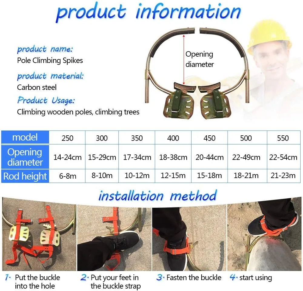 Tree Climbing Spikes for Tree Work, Non-Slip Tree Climbing Tool, Stainless Steel Tree Climbing Gear for Electric Worker, Hunting Observation, Simple to Use,500model