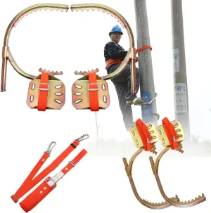 Tree Climbing Spikes, Non-Slip Pole Climbing Spikes with Safety Harness, Adjustable Electrician Wooden Pole Foot Buckle, for Hunting Observation, Picking Fruit,450Model