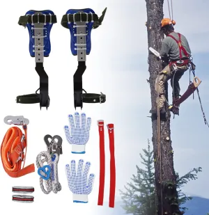 Tree Climbing Spikes, Portable Tree Climbing Spike Sets Adjustable Pole Climbing Gear Kit Heavy Load with Safety Belt & Gloves & Straps for Logging Fruit Picking