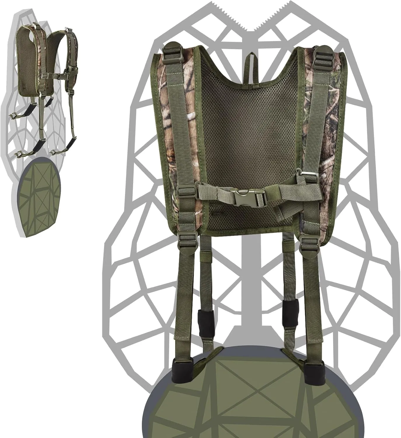 Tree Stand Transport System Accessories Comfortable Padded Tree Stand Backpack Carry Straps Minimize Noise Tree Stand Carrier System Lightweight Universal Backpack System