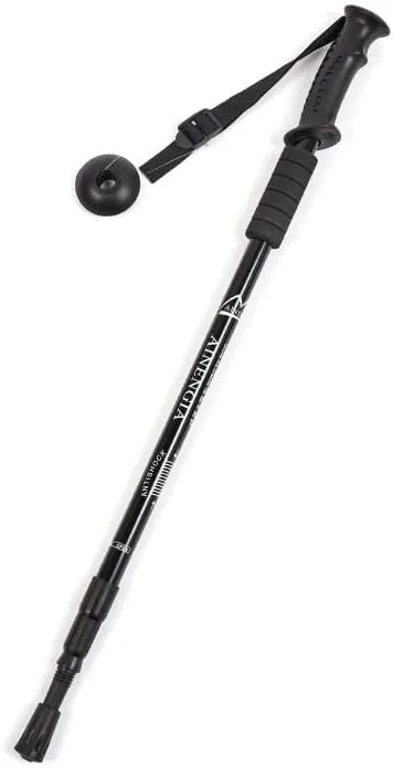 Trekking Pole with Ergonomic Grip, Adjustable Hiking Stick, Durable Aluminum, Black，Red，Blue，