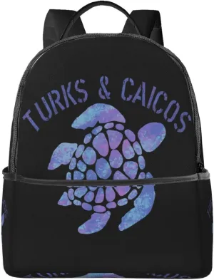 Turks Caicos Islands Flag Turtle Casual Backpack Travel Backpacks Outdoor Sports Rucksack Lightweight Daypack Fashion Carry-on Bag for Weekender Traveling