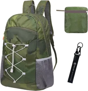 TWO KAT Lightweight Packable Hiking Backpack 20L Bottle Holder, Water Resistant Daypack, Foldable Bags Travel Camping Outdoor (Camouflage)