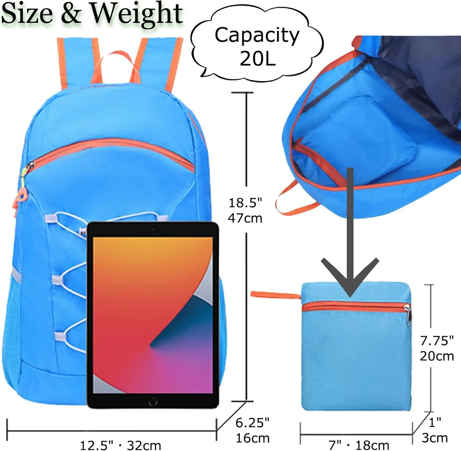 TWO KAT Lightweight Packable Hiking Backpack 20L Bottle Holder, Water Resistant Daypack, Foldable Bags Travel Camping Outdoor (Camouflage)