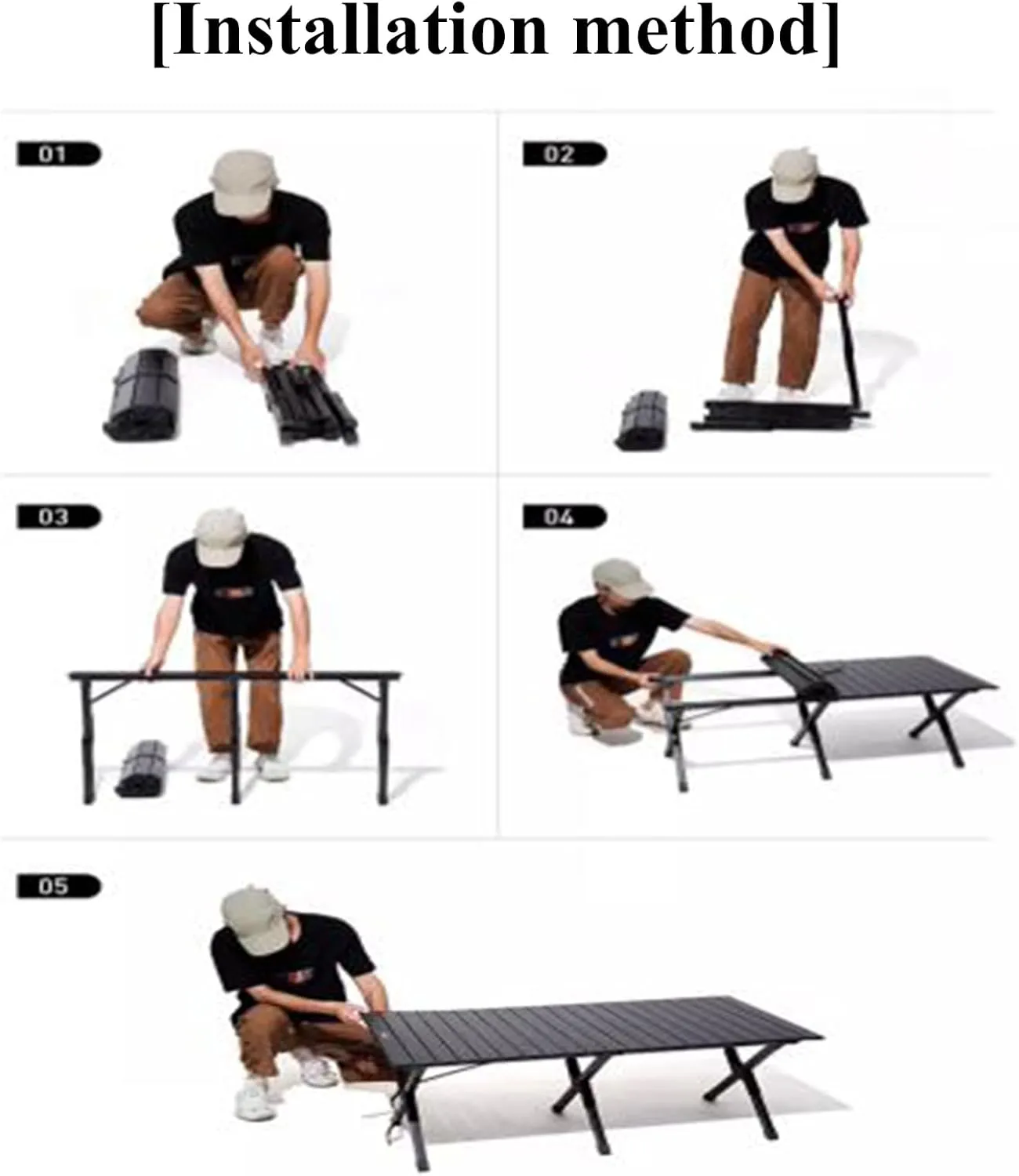 Ultra-Light Camping Table Folding Camping Picnic Table Compact Frame Camping Table Roll Up Table Top with Carry Bag for Camp