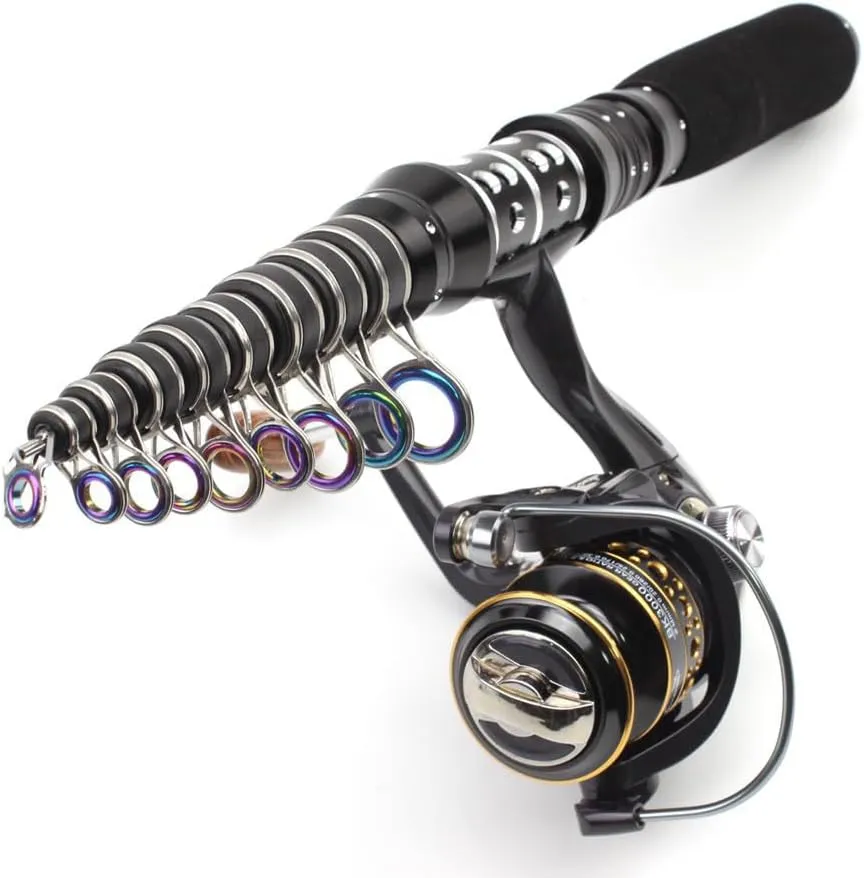 Ultra-Short Mini Carbon Fiber Telescopic Fishing Rod Pole Reel Combo Sea Saltwater Freshwater