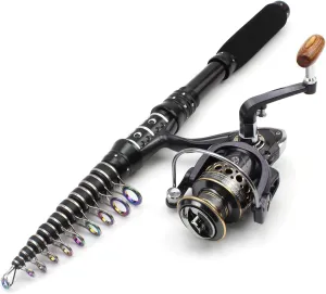 Ultra-Short Mini Carbon Fiber Telescopic Fishing Rod Pole Reel Combo Sea Saltwater Freshwater